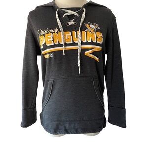 CCM Pittsburg Penguins NHL hockey grey and yellow hoodie  sweatshirt